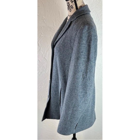 L.L. Bean Vintage 80s 90s Herringbone Blue Wool Blazer Jacket Workwear, size 12 - Picture 5 of 11